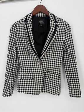 XOXO Black & White Gingham Single-Button Blazer